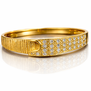 premium gold finish |elegant gold plated adjustable bracelet for women – crystal studded luxury kada style