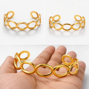 premium gold finish | elegant gold finish adjustable women’s bracelet with oval link design