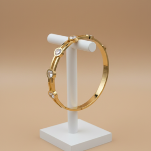 premium gold finish |elegant gold plated heart crystal adjustable bracelet for women | stylish & lightweight daily wear jewellery