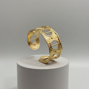 premium gold finish |elegant gold tone adjustable cuff bracelet for women | modern designer open bracelet