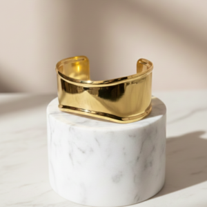 premium gold finish |elegant gold finish adjustable cuff bracelet for women – minimal statement fashion jewelry