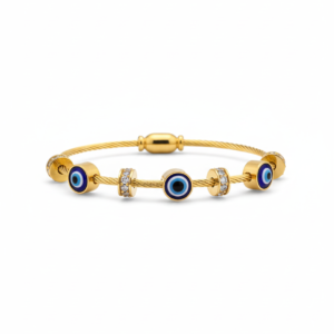 premium gold finish |elegant gold tone adjustable evil eye bracelet for women