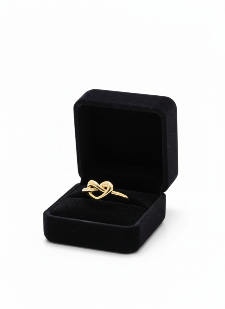 premium gold finish | elegant intertwined heart knot adjustable ring – gold finish minimal love design