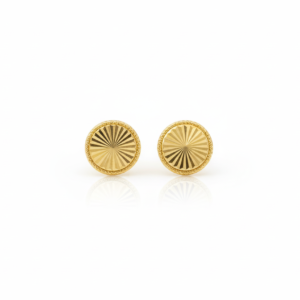 premium gold finish | radiant circle gold stud earrings – sunburst textured anti tarnish finish