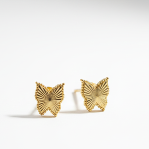 premium gold finish | butterfly gold stud earrings – textured anti tarnish finish
