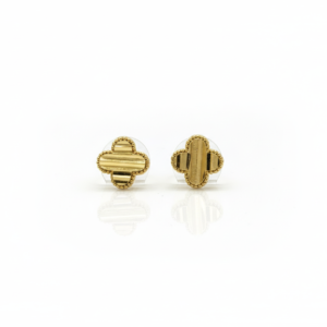 premium gold finish | textured clover gold stud earrings – minimal anti tarnish finish