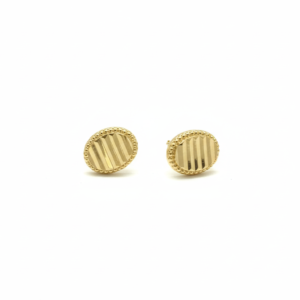 premium gold finish | textured oval gold stud earrings – striped anti tarnish finish