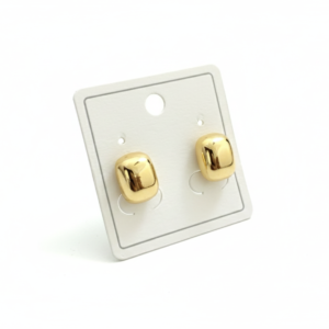 premium gold finish | minimal gold cushion stud earrings – high shine anti tarnish finish