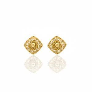 premium gold finish | textured square gold stud earrings – antique finish