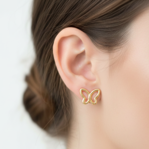 premium gold finish | minimal butterfly stud earrings (stainless steel)