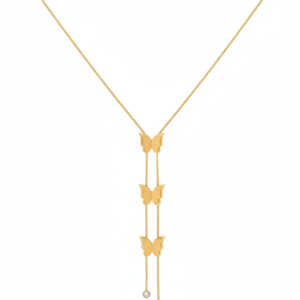 premium gold finish |gold plated butterfly design long necklace for women | elegant fashion jewellery