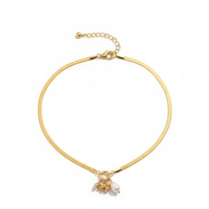 premium gold finish |gold finish snake chain necklace with pearl & charm pendant for women