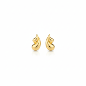 premium gold finish | golden flame curve stud earrings – minimal anti tarnish design