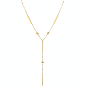 premium gold finish |gold finish stainless steel bar & bead long necklace for women