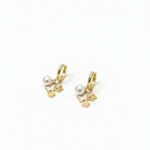 premium gold finish | pearl charm huggie hoop earrings