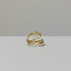 premium gold finish |heart curve adjustable ring – open band love design