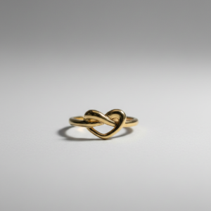 premium gold finish | elegant intertwined heart knot adjustable ring