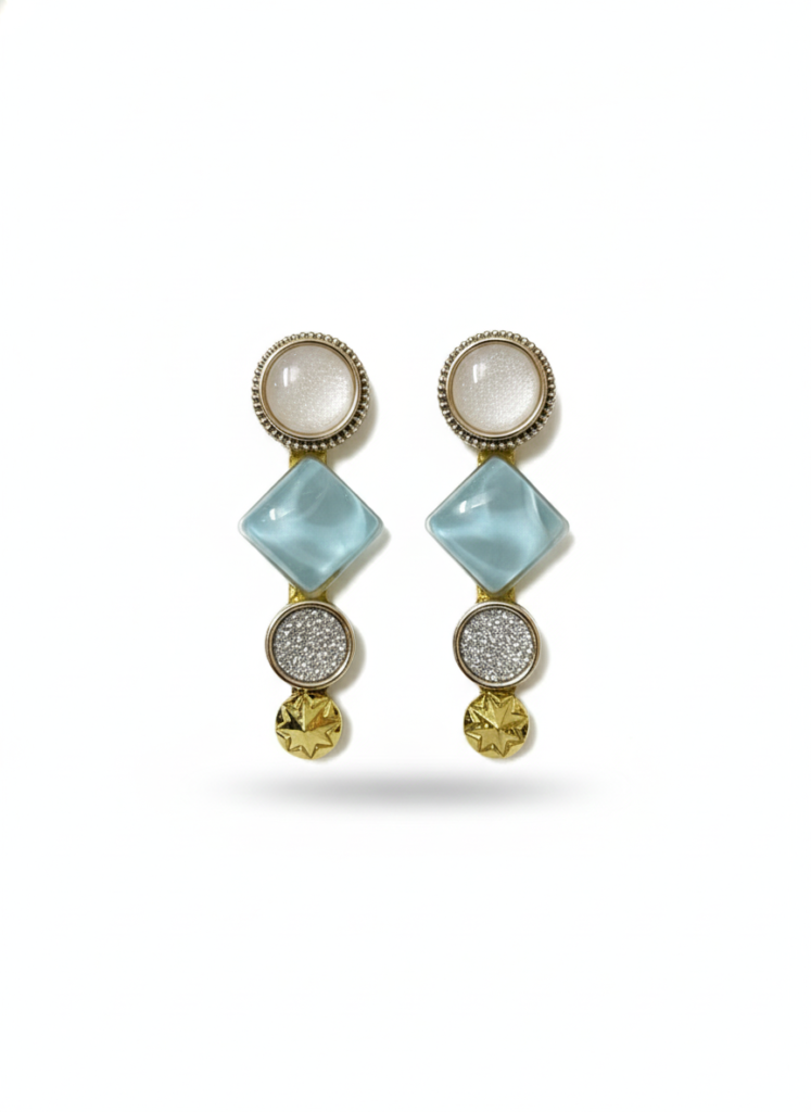 sky blue & gold designer hair pin for women