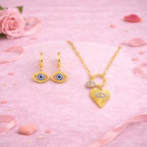 evil eye heart protection jewellery set