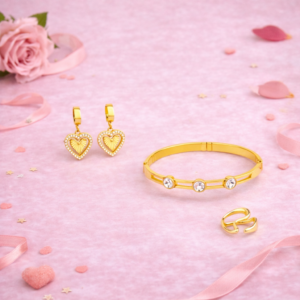 golden heart luxury jewellery set