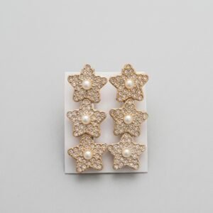 gold star crystal hair pins set | pearl center rhinestone hair clips