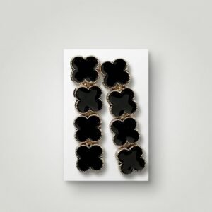 elegant black flower hair pins set | gold trim floral hair clips