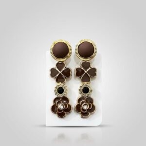 brown floral hair pins set | gold tone designer hair clips