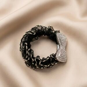 rhinestone bow hair rubber band | elegant crystal hair tie