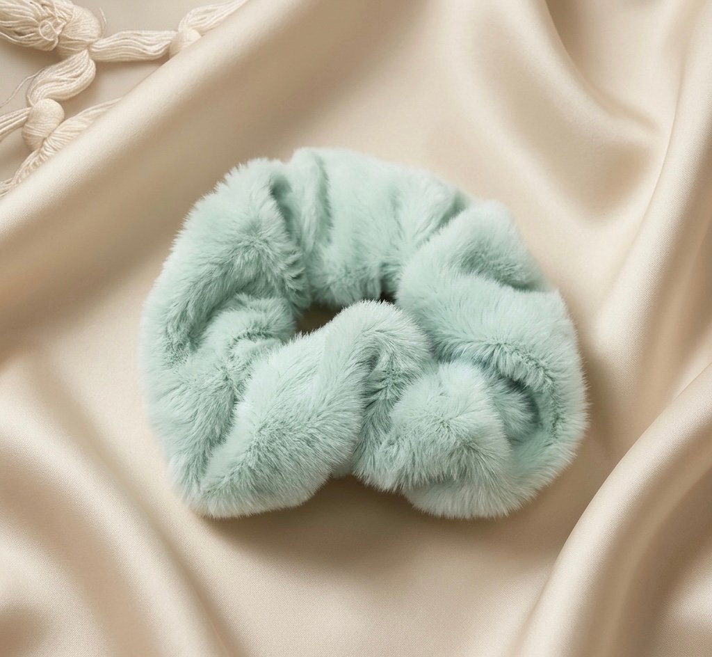 pastel blue fur hair scrunchie | soft fluffy hair tie pastel blue fur hair scrunchie | soft fluffy hair tie