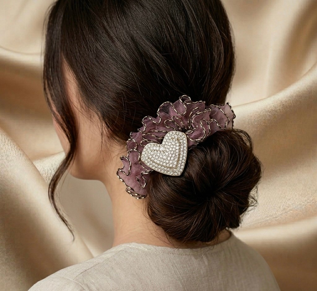 heart rhinestone hair scrunchie | stylish crystal hair rubber band heart rhinestone hair scrunchie | stylish crystal hair rubber band