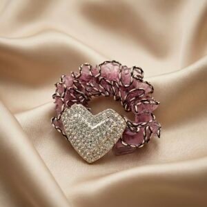 heart rhinestone hair scrunchie | stylish crystal hair rubber band
