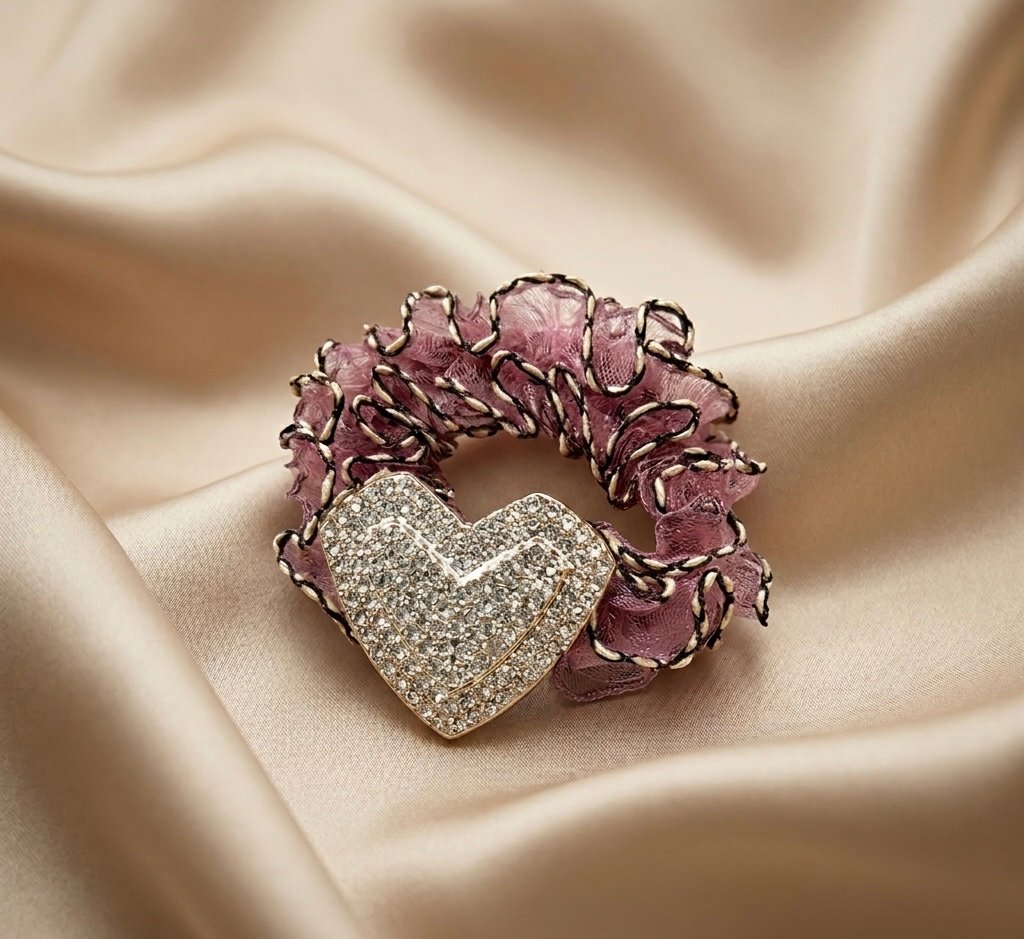 heart rhinestone hair scrunchie | stylish crystal hair rubber band heart rhinestone hair scrunchie | stylish crystal hair rubber band