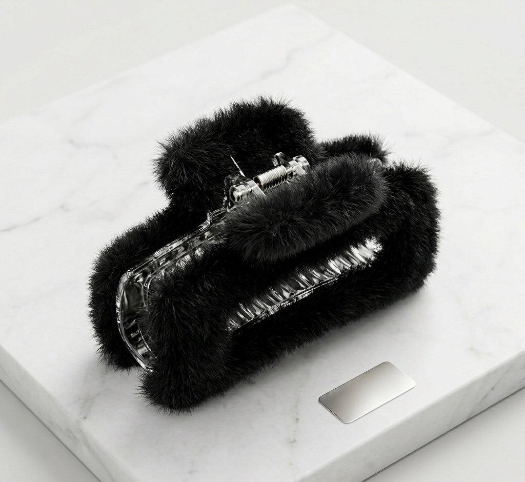 soft faux fur hair claw clip | fluffy hair clutch blue soft faux fur hair claw clip | fluffy hair clutch blue