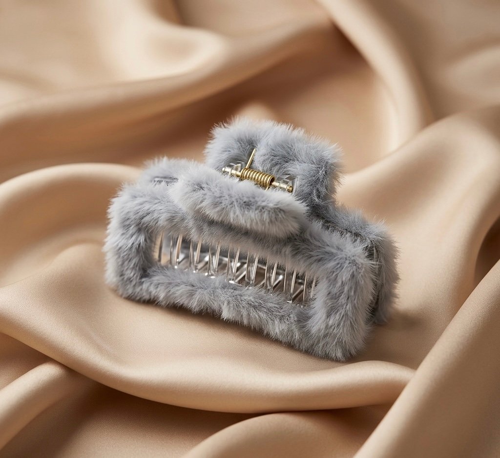 soft faux fur hair claw clip | fluffy hair clutch blue soft faux fur hair claw clip | fluffy hair clutch blue