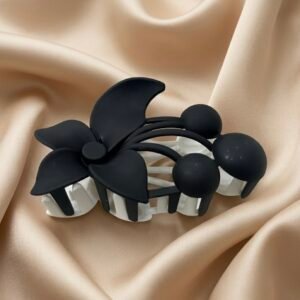 black & white floral hair clutcher | trendy dual tone strong grip hair clip