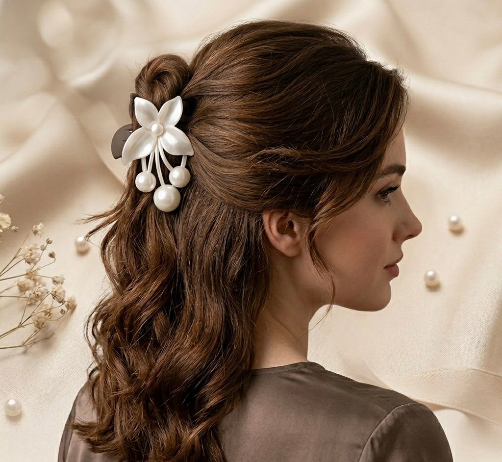 black & white floral hair clutcher | trendy dual tone strong grip hair clip black & white floral hair clutcher | trendy dual tone strong grip hair clip